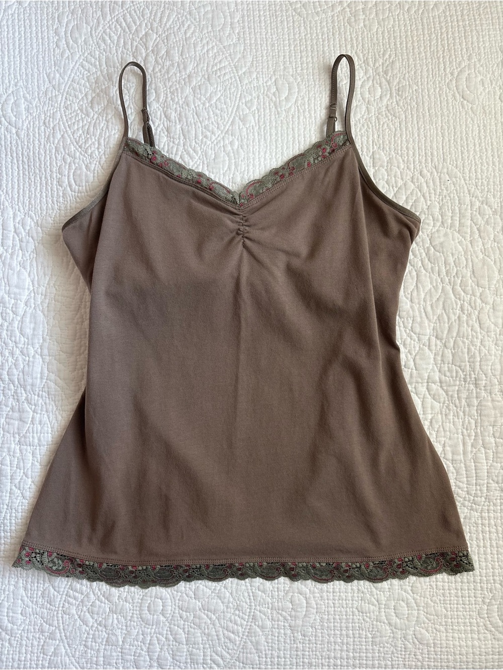 2000s Lace Trip Ruched Vintage Cami Tank Top